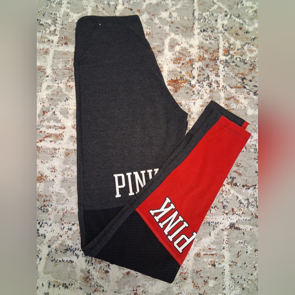 PINK Victoria's Secret Kids Colorblock Leggings - Red and Gray
